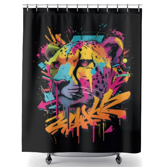 Vivid Graffiti Cheetah Art Shower Curtains