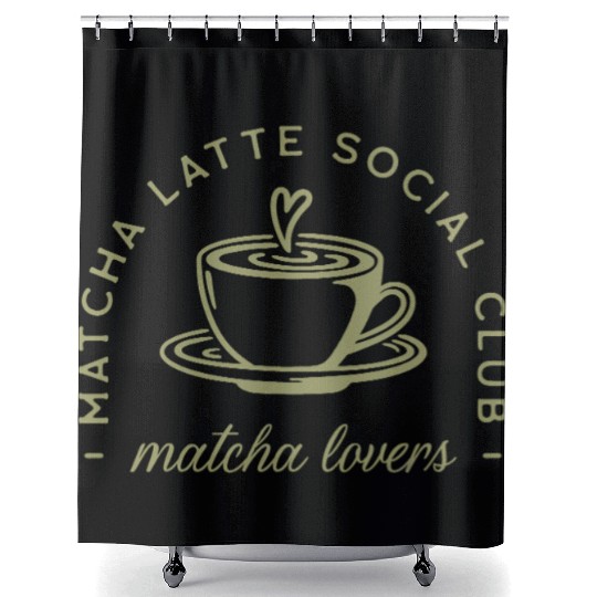Matcha latte lovers club green aesthetic Shower Curtains