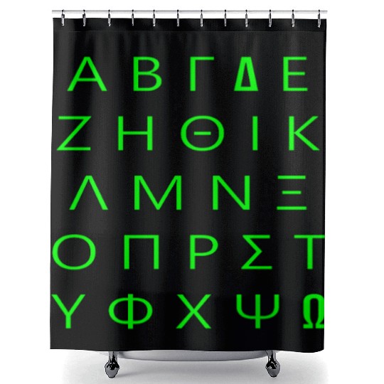 Greek Alphabet - Green Shower Curtains