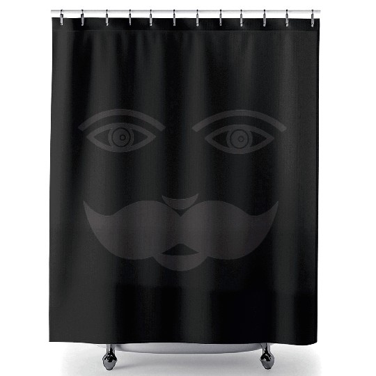 Whimsical Cat Face with Mustache Design Shower Curtains