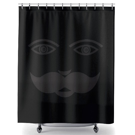 Whimsical Cat Face with Mustache Design Shower Curtains
