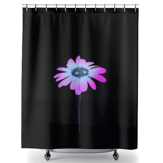Neon Purple Pink Daisy Shower Curtains