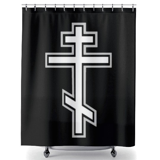 Religious Cross with Bold Outline Shower Curtains