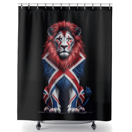 Regal Lion with Union Jack Mane Shower Curtains