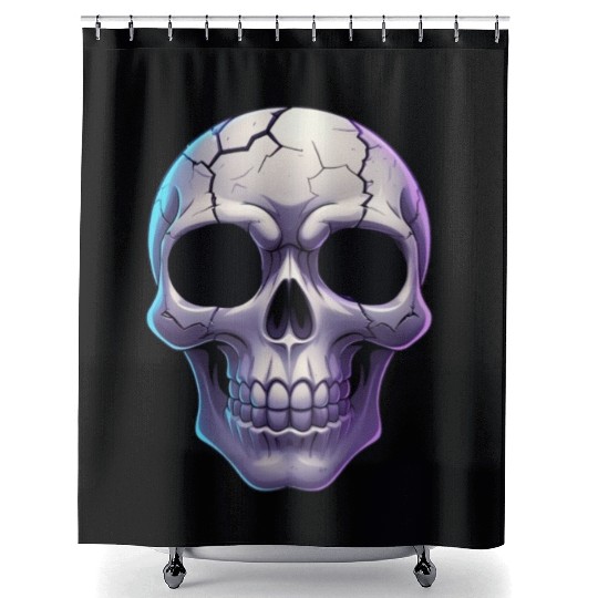 Cracked Midnight Skull Illustration Shower Curtains