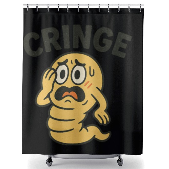 Cringe Meme Worm Illustration Shower Curtains