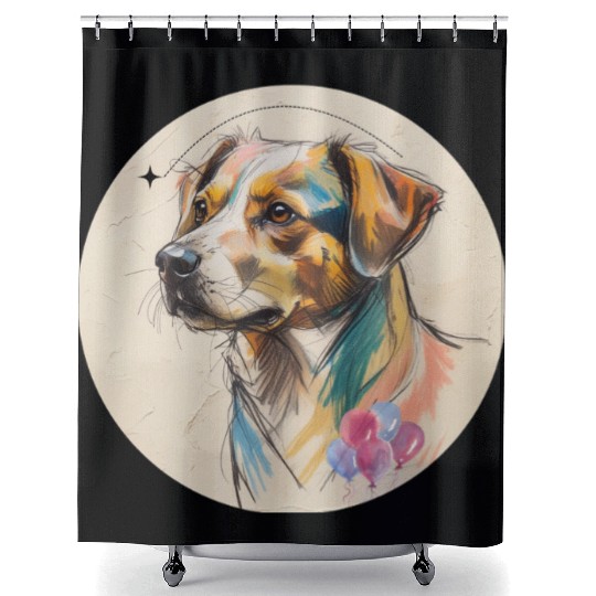 Dog Balloon Shower Curtains