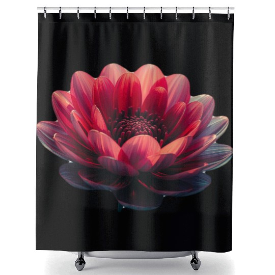 Vivid Red Lotus Blossom Design Shower Curtains