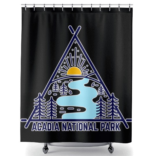 Acadia National Park Camping Scene Shower Curtains