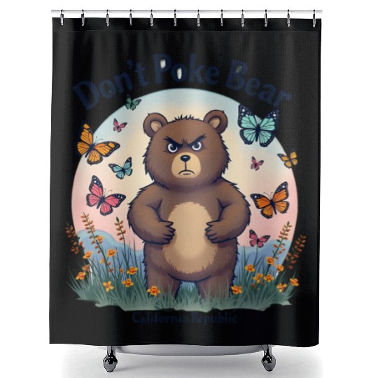 Don't Poke Bear Illustration design for women Shower Curtains