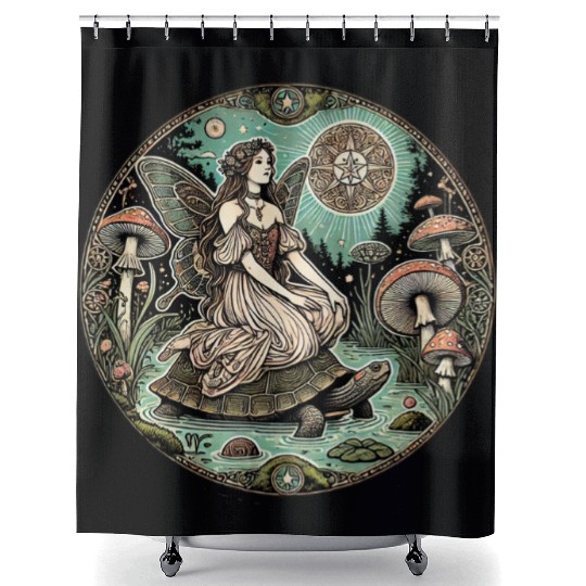 Enchanted Forest Fairy on Turtle Shower Curtains