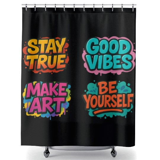 Vibrant Motivational Affirmation Designs Shower Curtains
