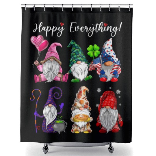 Happy Everything Gnomes Every Seasons All Year Shower Curtains