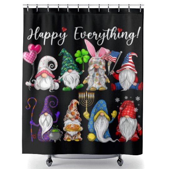 Happy Everything Gnomes Every Seasons All Year Shower Curtains