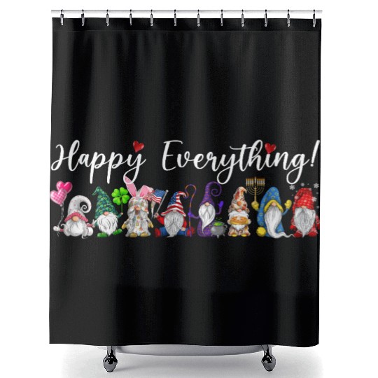 Happy Everything Gnomes Every Seasons All Year Shower Curtains