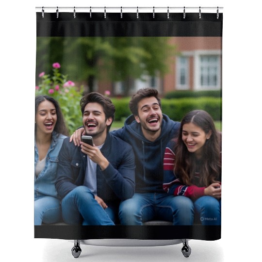 Joyful Group Friendship Illustration Shower Curtains