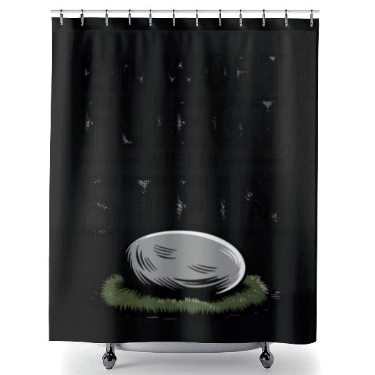 Do Not Disturb Rock Resting Peacefully on Grass Shower Curtains