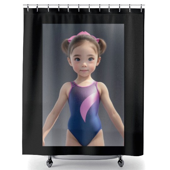 Colorful Galaxy Themed Gymnastics Leotard Shower Curtains