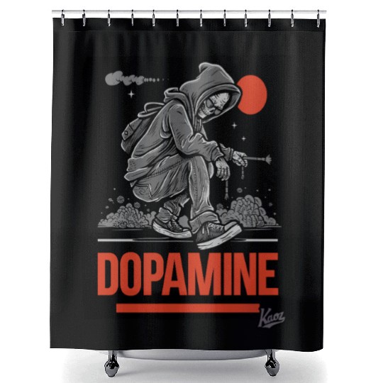 Neon Skater with Vapor Trail and Red Moon Shower Curtains