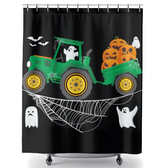 Halloween Tractor Farming Pumpkin Farm Spooky Boy Shower Curtains