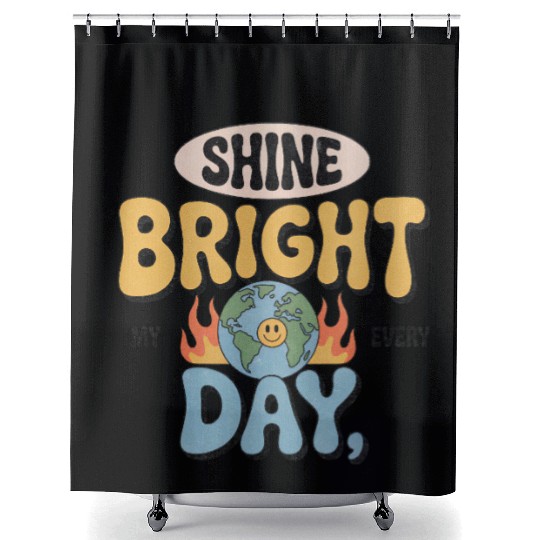 Shine Bright Day Earth Cheerful Design Shower Curtains