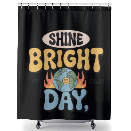 Shine Bright Day Earth Cheerful Design Shower Curtains