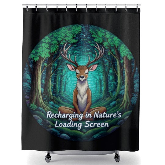 Enchanted Forest Deer Meditation Design Shower Curtains