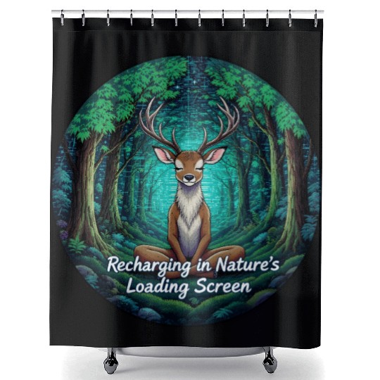 Enchanted Forest Deer Meditation Design Shower Curtains
