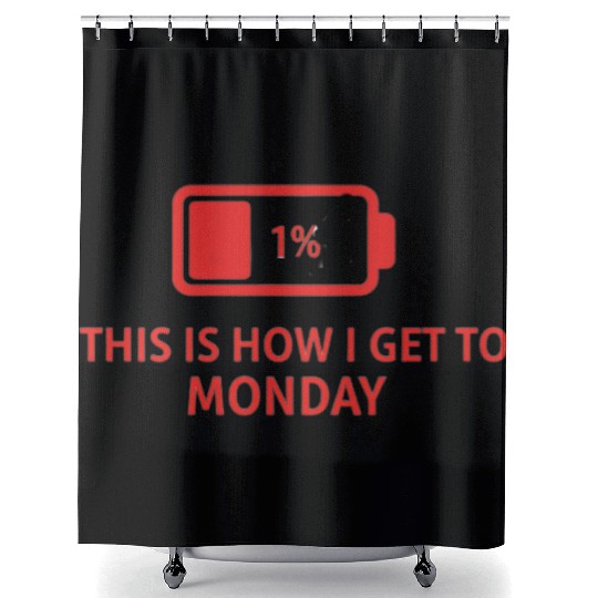 Battery Icon with Monday Motivation Shower Curtains
