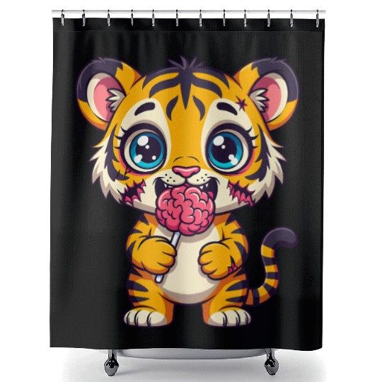 Cute Zombie Tiger Cub Shower Curtains