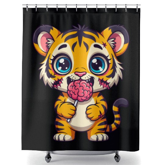 Cute Zombie Tiger Cub Shower Curtains