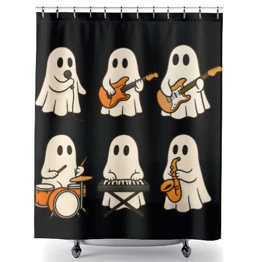 Ghost Band Musical Ensemble Shower Curtains