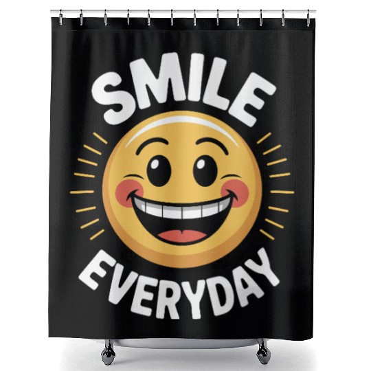 Smile Everyday Shower Curtains – Positive Vibes Graphic Te