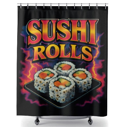 Sushi Rolls Favorite Food Funny Weird 90s Sushi Shower Curtains
