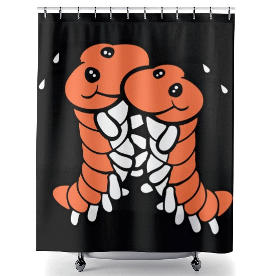 2 caterpillars cute two friends loving couple team Shower Curtains