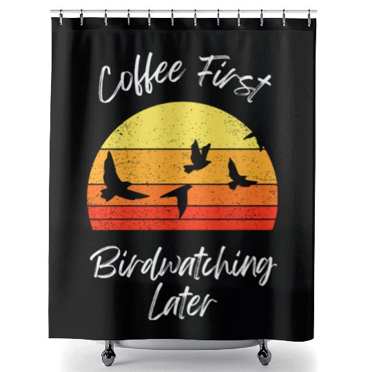 Coffee Fire Birdwatching Sunset Shower Curtains