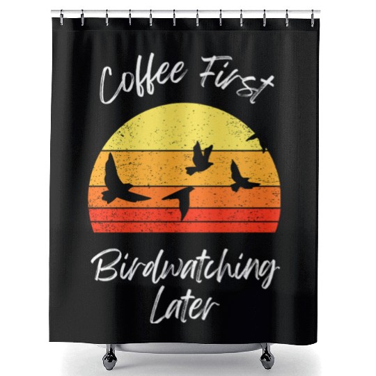Coffee Fire Birdwatching Sunset Shower Curtains