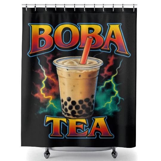 Boba Tea Favorite Food Funny Weird 90s Boba Tea Shower Curtains