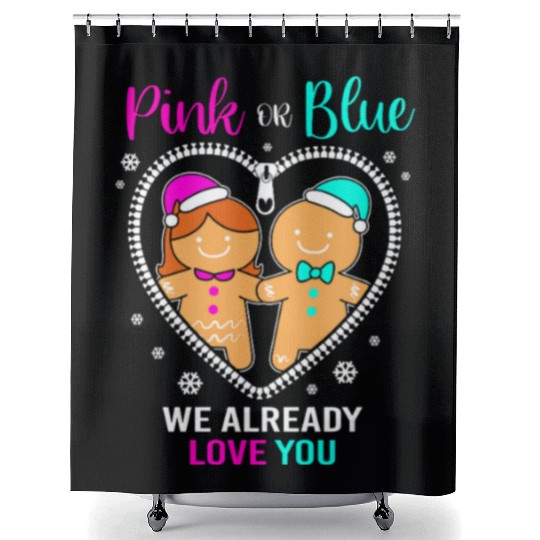 Pink Or Blue We Already Love You Gender Reveal Shower Curtains