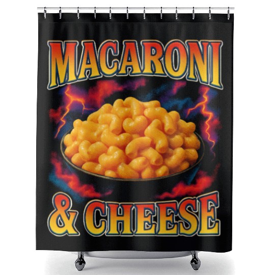 Macaroni And Cheese Favorite Food Weird 90s Shower Curtains
