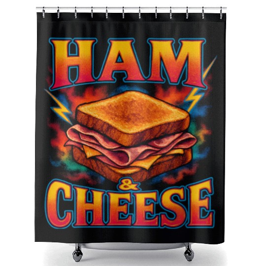 Ham And Cheese Sandwich Favorite Food Weird 90s Shower Curtains