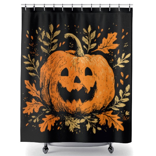 Fall Jack-o'-lantern Spooky Pumpkin Halloween  Shower Curtains