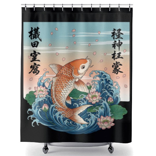 Koi Fish and Lotus Harmony Design Shower Curtains