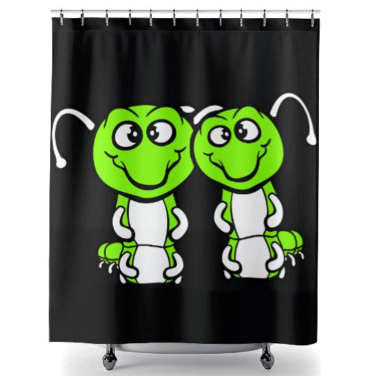 2 caterpillars sweet two friends loving couple fun Shower Curtains