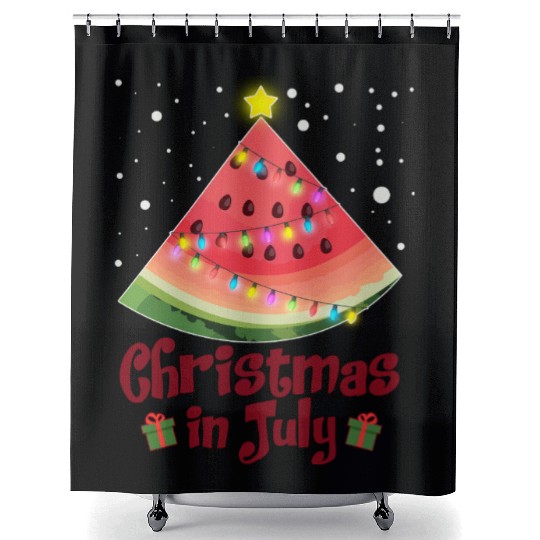 Christmas in July Watermelon Tree Funny Shower Curtains