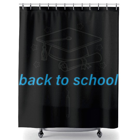 Graduation Cap and Scroll Back to School Print Shower Curtains