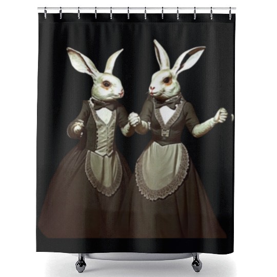 Elegant Rabbit Couple Costume Design Shower Curtains