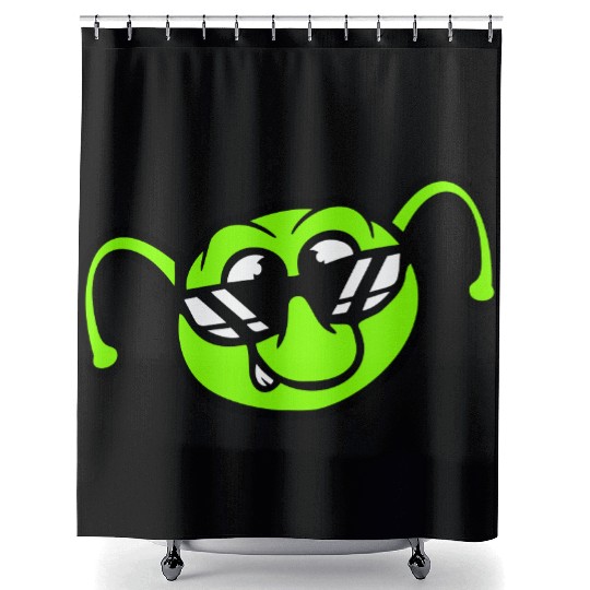 Caterpillar Sunglasses Cool Smile Cheeky Fun Alien Shower Curtains