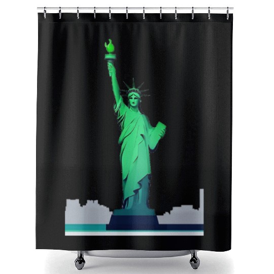 Modern Minimal Statue of Liberty – New York Icon Shower Curtains