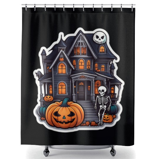 Haunted House Halloween Design Shower Curtains